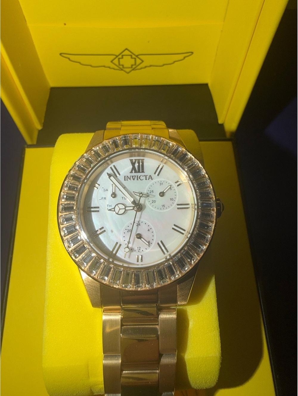 INVICTA ANGEL WATCH W/ MOTHER OF PEARL DIAL 38mm-GOLD TONE $299